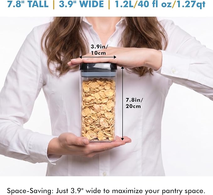 Shazo 6 PC 1.2L Airtight Food Storage Containers with Lids BPA Free Plastic - Image 2