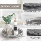 AHM10-Inch Gray Marble Lazy Susan with Silver Iron Frame - Image 5