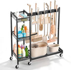 VEVOR Broom Holder with Cleaning Supplies Organizer, Garage Storage Metal by VEVOR