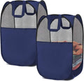 2 pop-up Laundry Hampers，Foldable mesh Laundry Baskets (Each with 2 Reinforced Handles), Blue …… by BENJUNC
