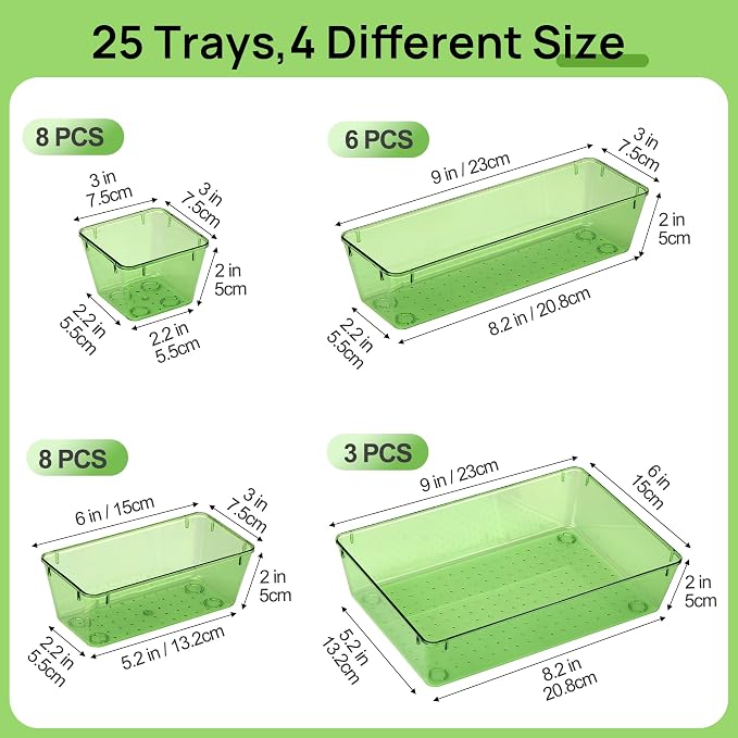 Vtopmart 25 Pack Plastic Drawer Organizers with Non-slip Rubber Pads - Image 2