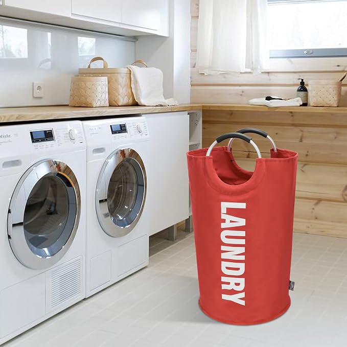 DOKEHOM 90L Large Laundry Basket Bag, Collapsible Tall Hamper, Red - Image 7