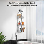 Shower Caddy Hanging (Silver), Adjustable Anti-Swing-Over The Shower Head Caddy, 3 Tier Height Bathroom Storage Organizer Bathroom Shelves Basket Rack Shower Caddies (3Tier) - Image 3