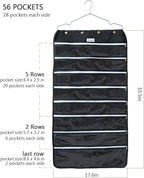 BB Brotrade Hanging Jewelry Organizer,Accessories Organizer,56 Zipper Pocket Organizer for Holding Jewelries (Black-Zipper) - Image 3