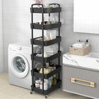 Sywhitta 6-Tier Plastic Rolling Utility Cart with Wheels for Storage,Black - Image 7