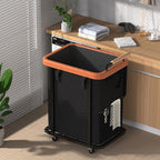 Laundry Hamper with Lid,Leather Patchwork Laundry Basket with Wheels 40Gal by ELOWEN