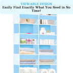 Over The Door Organizer 6 Tiers, Extra Large Behind Door Storage of 12 Compartments, 80 lbs Weight Capacity Hanging Storage Organizer with Clear Window Kids Toys,Shoes,Diapers,Room Storage,Blue - Image 4