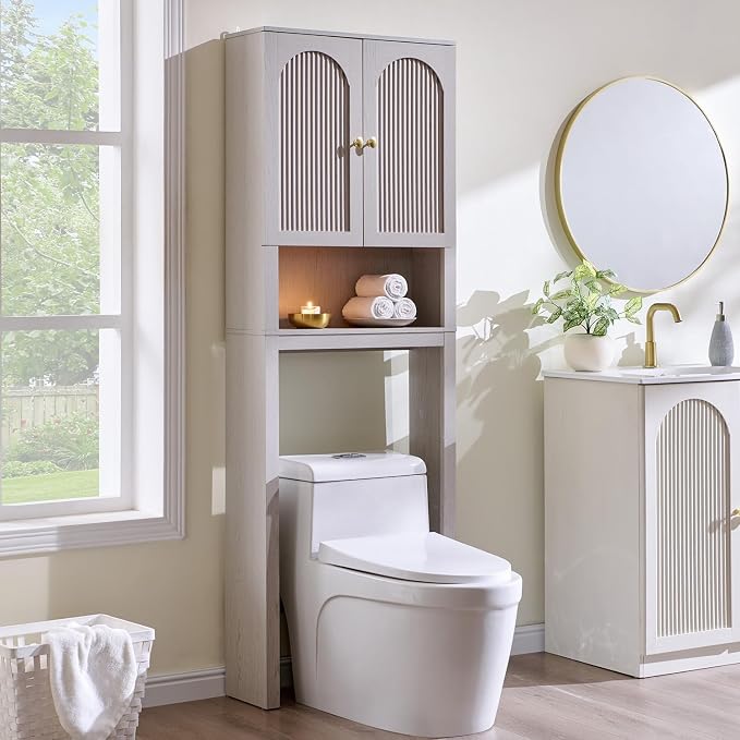 72" Over The Toilet Storage Cabinet, Bathroom Storage Cabinet, Light Grey by IFGETEnrichYourLivingSpace