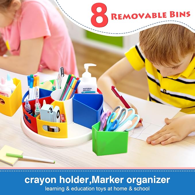 MeCids Rotating Desk Organizer Kids Art Supply Storage and Organization - Image 5