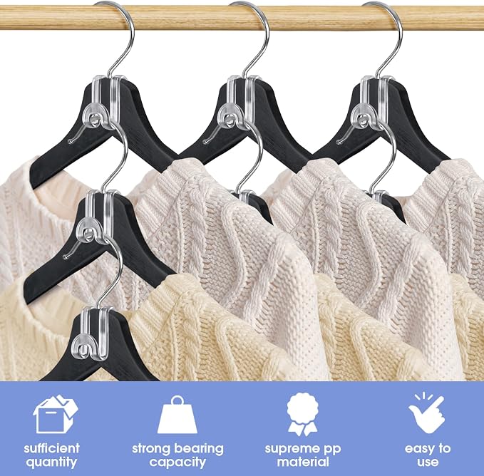 80Pcs Space Saving Hanger Hooks, Plastic Hanger Connector Hooks Clear - Image 2