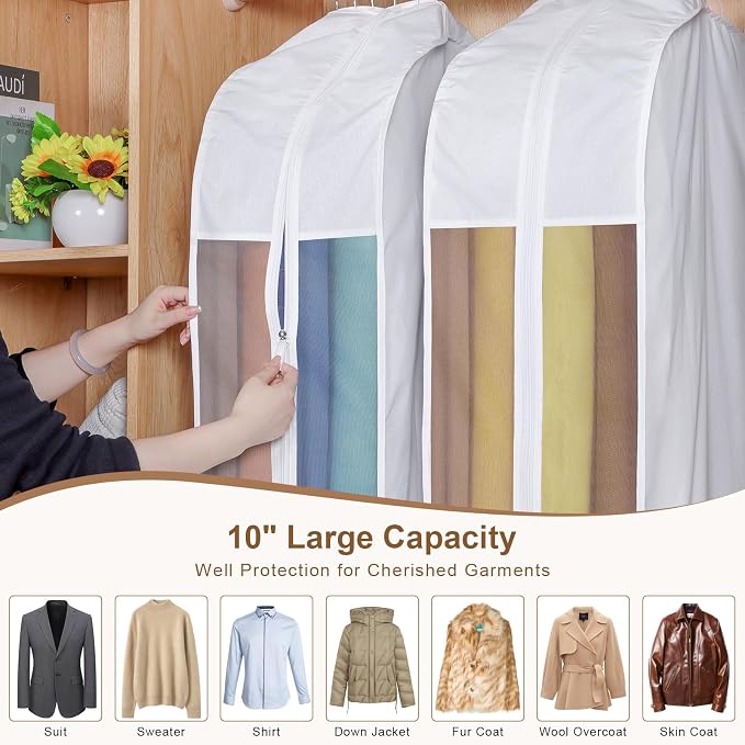 43 Inch Cotton Garment Bag for Hanging Clothes and Storage, 1 Pack - Image 5