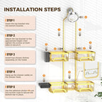 REINHARDT Split Shower Caddy Hanging for Handheld Showerheads, Gold - Image 5