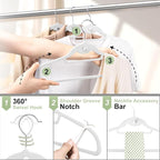 Velvet Felt Stackable Hangers 50 Pack, Thin & Space Saving, White | Non Slip, 15Lbs Capacity Heavy Duty With 360° Swivel Hook, Shoulder Notches, No Shoulder Bump, for Coat Suit Shirt Dress - Image 5