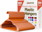 Plastic Clothes Hangers – Heavy Duty Hanger Set, for Organizing Clothes, Dresses, and Coat, Holds Up to 5 lbs, Space-Saving Hangers with Non-Slip Shoulder Grooves, Pack of 100, Orange by Campior
