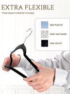 Black Velvet Hangers 40 Pack, Non Slip Felt Slim Hangers for Space Saving - Image 8
