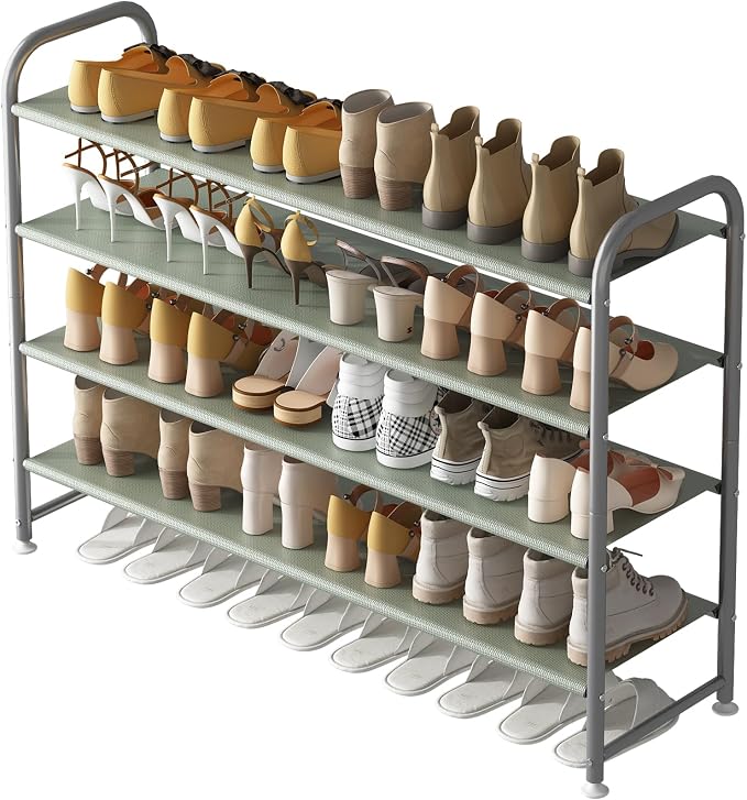 INGIORDAR 4 Tier Long Shoe Rack Organizer for Closet Metal Shoe Storage by INGIORDAR
