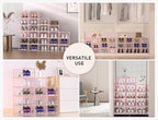 Kuject X-Large Shoe Storage Boxes 12 Pack, Clear Stackable Shoe Organizer | Shoe Case for Closet, Entryway & Under-Bed Storage, Drop-Front Design, Space-Saving Solution for Family Organization,Pink - Image 6