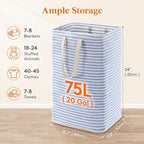 Lifewit 75L Large Collapsible Laundry Basket with Extended Handles, Blue - Image 2