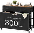 Laundry Sorter, Rolling Laundry Hamper with 4 Section Pull-Out Bags, 300L Large Laundry Basket Organizer with 3 Drawers, Laundry Hamper with Wheels for Laundry Room Organization, Bathroom, Bedroom by Unknown