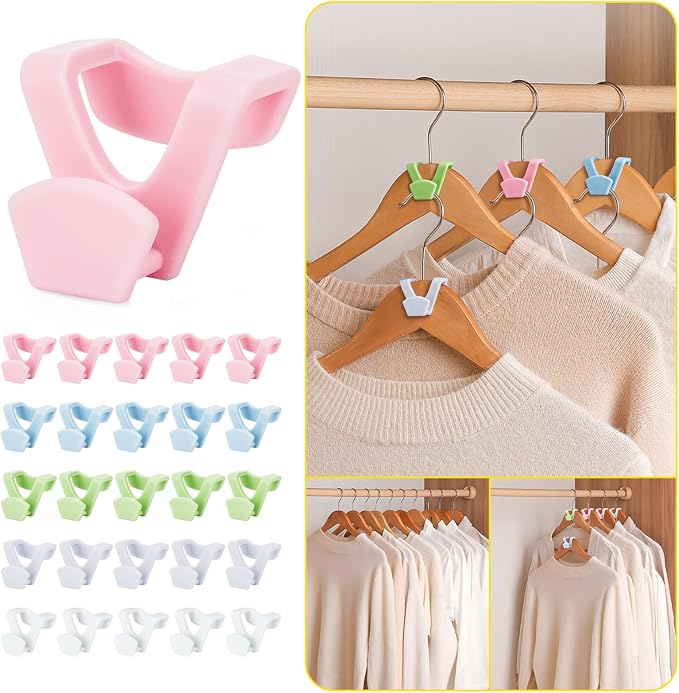 HOUSE DAY Closet Organizers and Storage 60 Pack, Space Saving Hanger | College Dorm Essentials for Girls, Multicolored Clothes Hangers Connectors, Dorm Rooms Space Saver Multicolored by HOUSEDAY