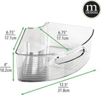mDesign Plastic Lazy Susan Cabinet Storage Bin with Front Handle for Kitchen Countertop, Pantry, Shelf, Fridge Organization - Hold Food, Drinks, Snacks - Ligne Collection - Smoke Gray Tint - Image 2