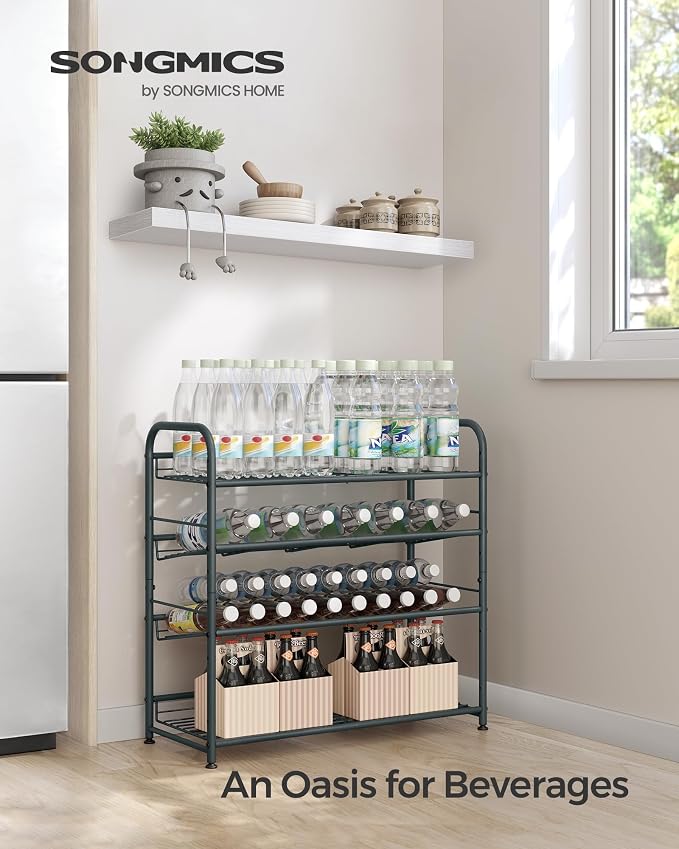 SONGMICS 4-Tier Stackable Metal Shoe Rack, Holds Up to 16 Pairs of Shoes | Shoe Organizer for Closet, Entryway, and Small Spaces, with Adjustable Slanted Shelves, Grey, DAVIAN Collection ULMR067G01 - Image 2
