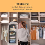 2 Packs Hanging Closet Organizer Stroage, 3-Shelf Hanging Shelves with Bamboo Inserts & Side Pocket, Black - Image 6