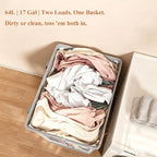2 Pack Collapsible Laundry Hamper Mesh Laundry Caddy 64L Large Capacity - Image 4