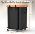 Laundry Hamper with Wheels,150L Leather Patchwork Clothes Hamper Black - Image 6