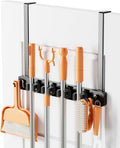 Mop and Broom Holder Wall Mount, No Drill Over the Door, Black by Vosturdy