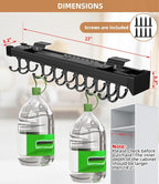 Pull Out Broom Holder With Adjustable Double Row Sliding Hook-Black 22in - Image 4