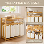 Bamboo 200L Laundry Hamper with 2 Tiers Shelf, Laundry Room Organization - Image 6