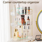 shuang qing 3-Tier Corner Bathroom Counter Organizer – Storage Shelf for Makeup, Perfume & Skincare, Space-Saving Countertop Tray Fits Bathroom, Dresser, Kitchen (White) - Image 4