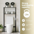 Over The Toilet Storage,2-Tier Bamboo Bathroom Shelf with Paper Holder - Image 7