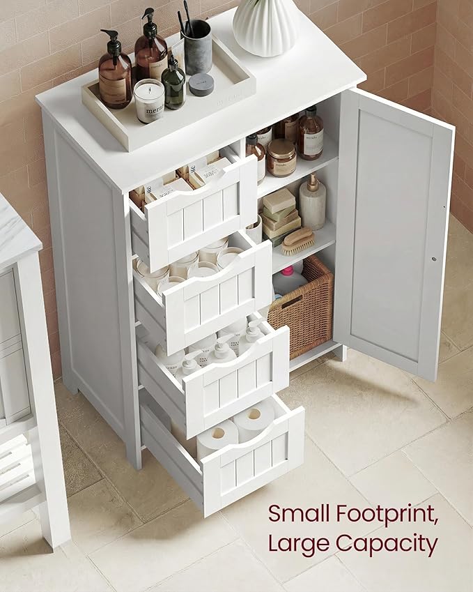 VASAGLE Floor Storage Cabinet, Farmhouse, 4 Drawers and 1 Door,32.3" H - Image 3
