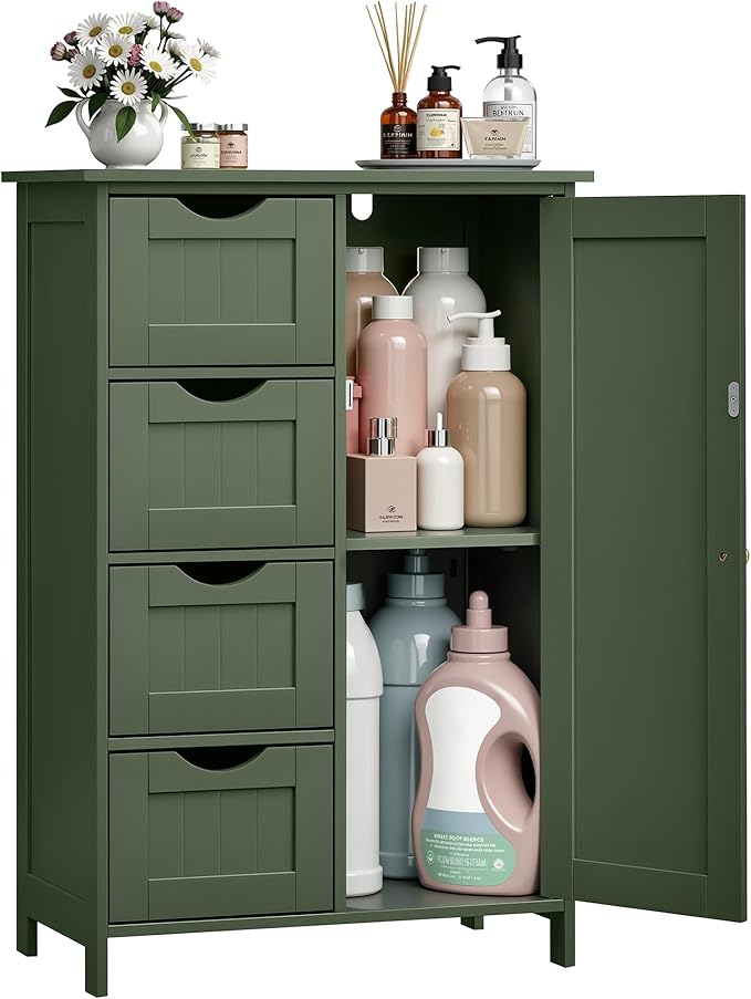 VASAGLE Floor Storage Cabinet, Farmhouse, 4 Drawers and 1 Door,32.3" H by Unknown