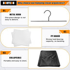 Hanging Closet Organizer 3-Shelf, Oxford Fabric Wardrobe Storage, Black | Easy-mount foldable design holds clothes, handbags, shoes & accessories; washable Oxford fabric, sturdy and space-saving. - Image 5