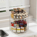 LAMU 2Pack 2 Tier Lazy Susan Organizer 12 inch Large Lazy Susan Turntable Rotating Spice Rack Organization for Cabinet, Kitchen, Pantry, Countertop, Bathroom, Vanity, Medicine Cabinet Organizer, Clear - Image 6