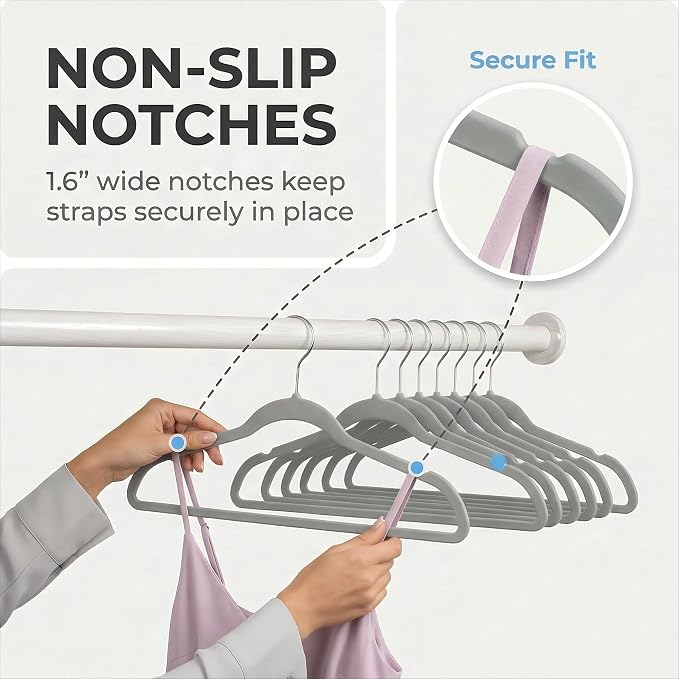 HOUSE DAY Grey Plastic Hangers 20 Pack - Ultra-Thin Heavy Duty Non-Velvet - Image 5