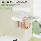Vikaqi Wall Mounted Clothes Drying Rack 40 inches, Foldable Wall Mount Laundry Rack Folding Indoor, Drying Rack Clothing Collapsible, Hidden Space Saver with Wall Template, 6 Rods, White - Image 3