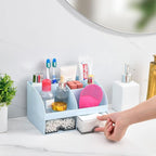 VITVITI Bathroom Counter Sink Vanity Organizer Countertop with Drawer, Blue - Image 2