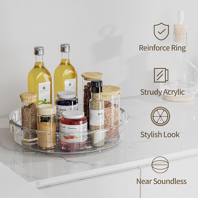LAMU 3 Pack Lazy Susan Organizer Turntable for Cabinet, 9.25'' 10.6'' 12'' - Image 4