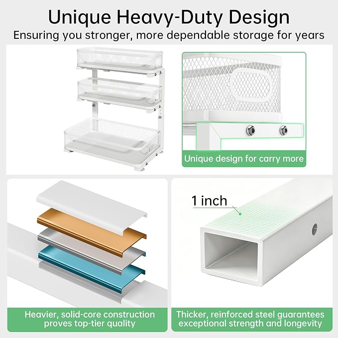 2-Pack 3-Tier Under Sink Organizer, Slide Out Cabinet Storage, Kitchen/Bath - Image 9