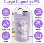 2Pack 95L Purple Collapsible Laundry Basket for Students, Large Laundry Hamper with Handles, Portable Dirty Clothes Hamper, 600D Oxford Fabric Storgae Basket for Bathroom, Dorm - Image 2