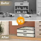 homyfort 32 Pairs Shoe Organizer Under Bed, Sturdy Underbed Shoe Storage Boxes Bins, Organizador De Zapatos, Extra Large Zapateras Organizer, Beige, Set of 2 - Image 7