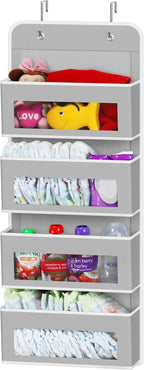 Simple Houseware 4 Clear Window Pocket Over Door Hanging Organizer, Gray by SimpleHouseware