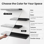 BAYKA Wall Shelves for Bedroom Decor, Wood, Gray White, Set of 3, 16in - Image 8