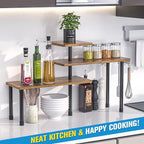 JayRex Kitchen Countertop Organizer 3-Tier Corner Shelf, Rustic Brown - Image 4
