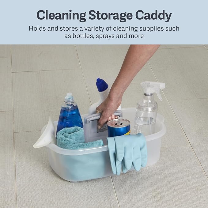 Casabella Plastic Multipurpose Cleaning Storage Caddy with Handle, 1.5-Gallon, Clear - Image 2