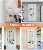 Broom Holder Over The Door with 4 Over Door Hook, Drilling Free Mop - White - Image 4